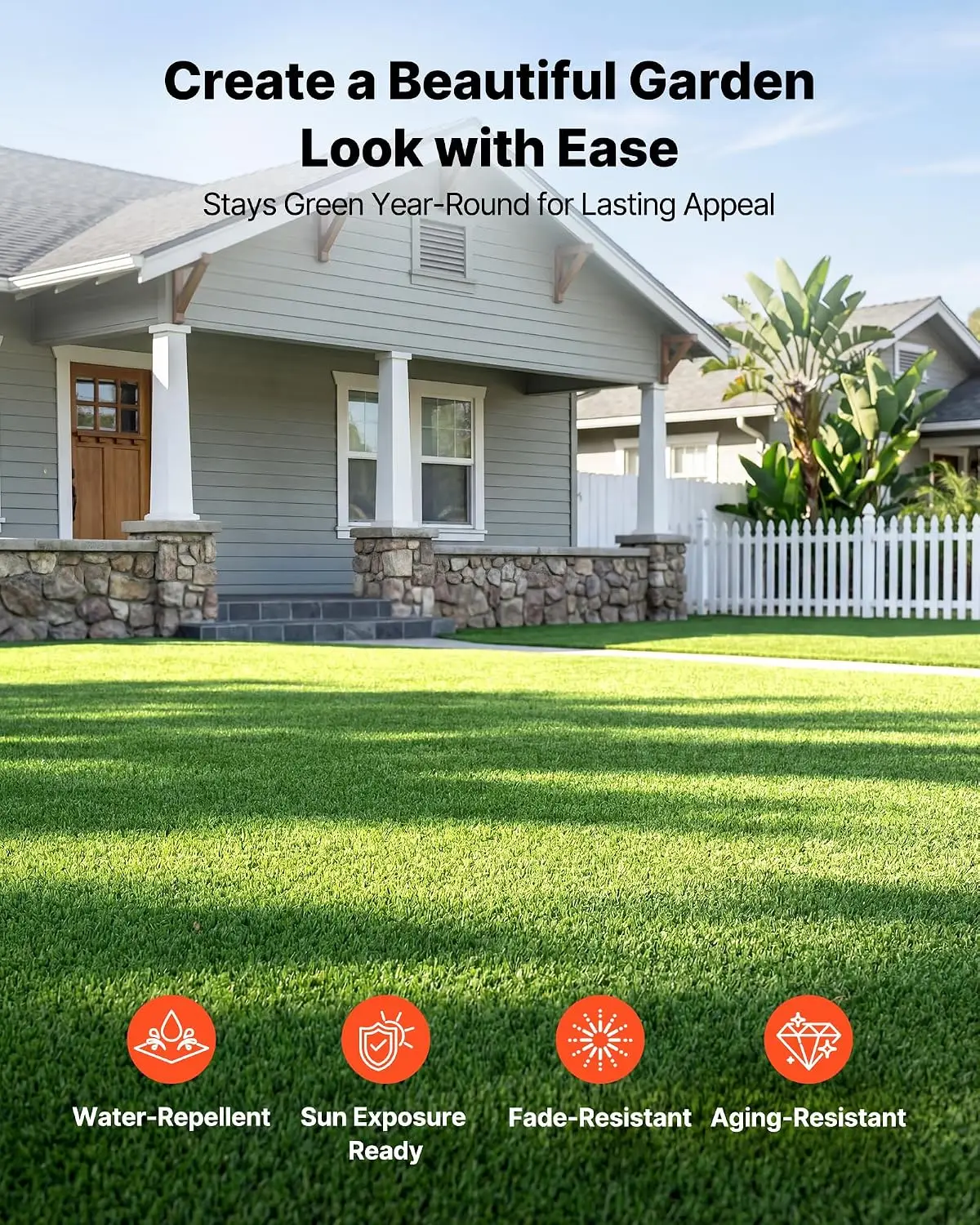 Artificial Grass, 12 x 7 ft Fake Grass Turf Rug, 0.6 in Pile Height Realistic Synthetic Lawn Carpet Roll Mat, Easy Clean Drainag