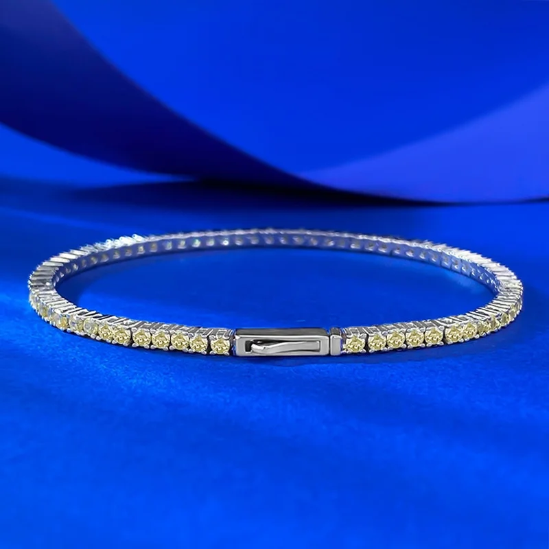 Hot-selling 925 Silver Emerald/Sapphire/Pink Tourmaline Women Tennis Bracelets 14K White Gold Full Diamond Buckle Bangle Jewelry