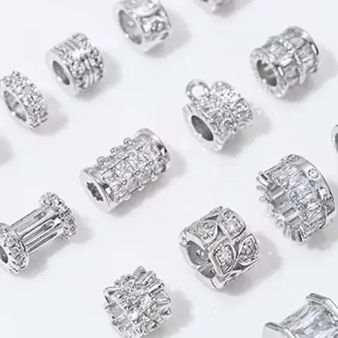 

Zircon-inlaid Beaded Bucket Bead, Copper, White, Gold-Plated, Diy, Hand-made Jewelry, Accessories