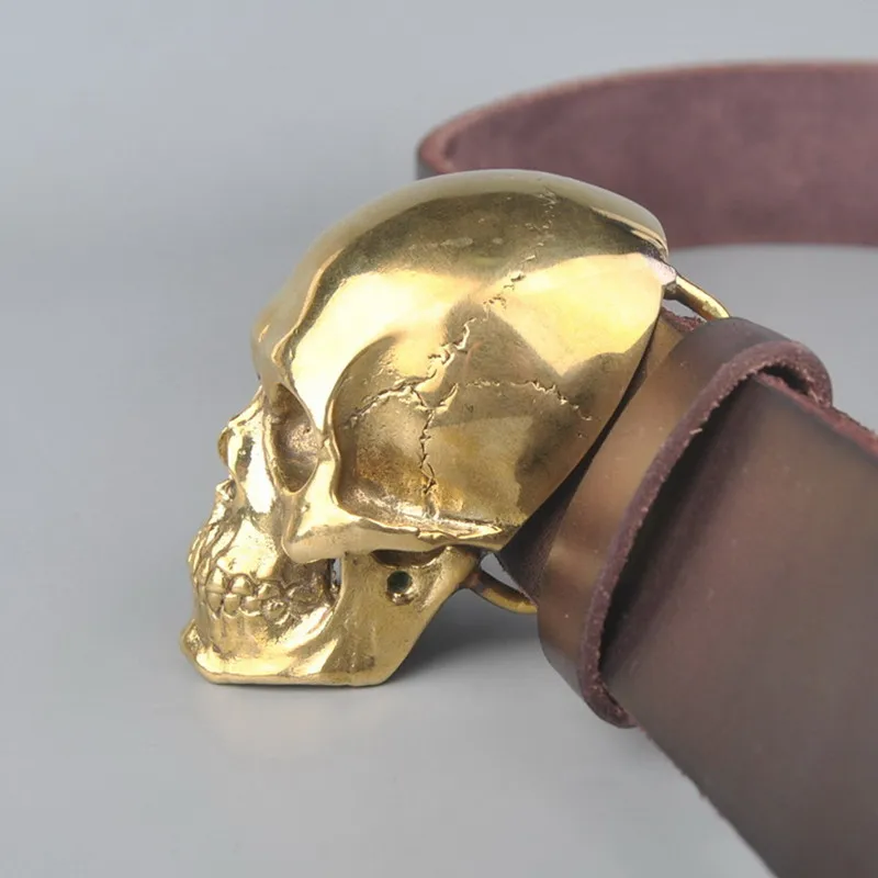 New style 38mm inner diameter brass metal Skull Cowboy belt buckle for Men women Jeans belt buckle accessories