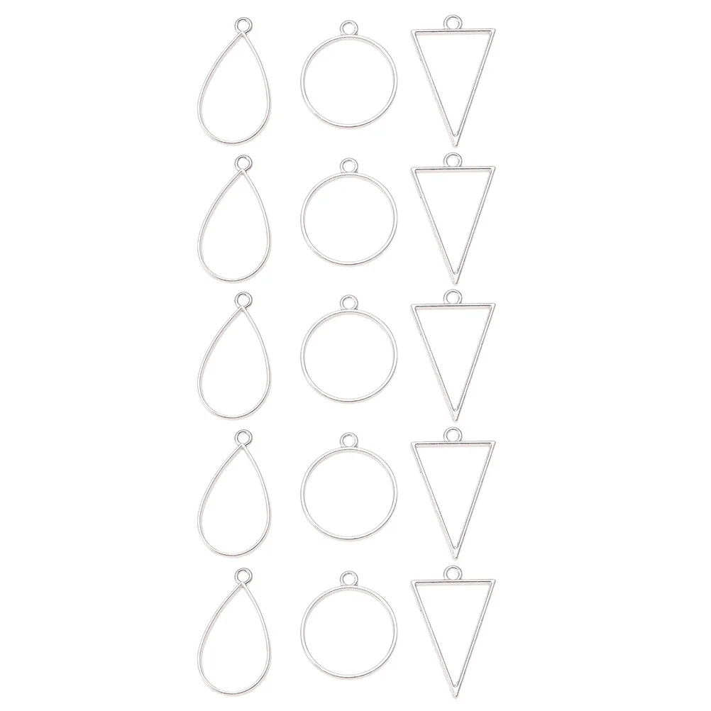 

45pcs Alloy Frame Pendants Blanks For Diy Epoxy Jewelry Craft Hollow Mold Charms Open Back Bezel Geometric Resin Earrings