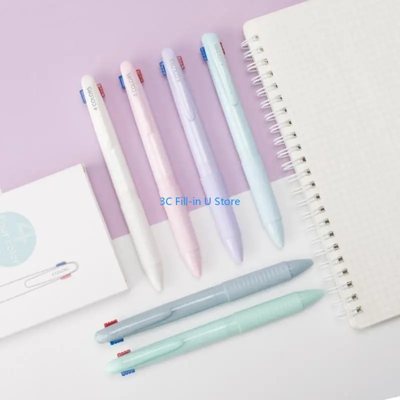 

G8TA 6 Pcs 4 in 1 Retractable Ballpoint Pen Multicolor Ballpoint Pen Shuttle Pen