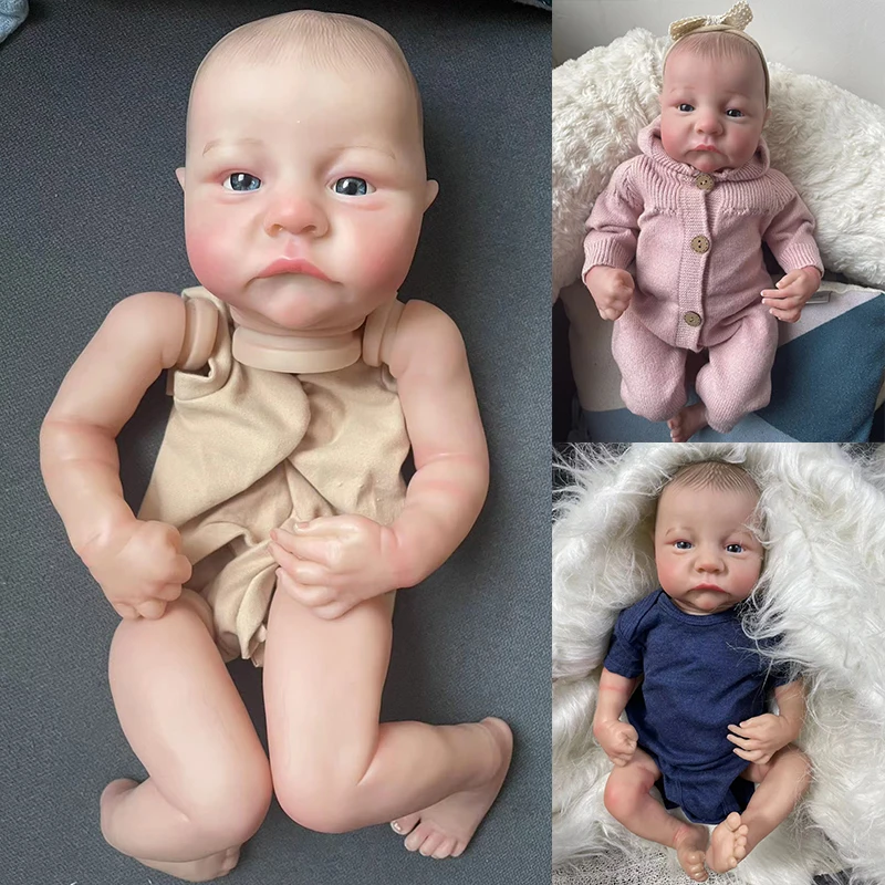 

19inch Levi Awake Already Painted Reborn Doll Parts Lifelike Baby 3D Painting with Visible Veins Cloth Body Included