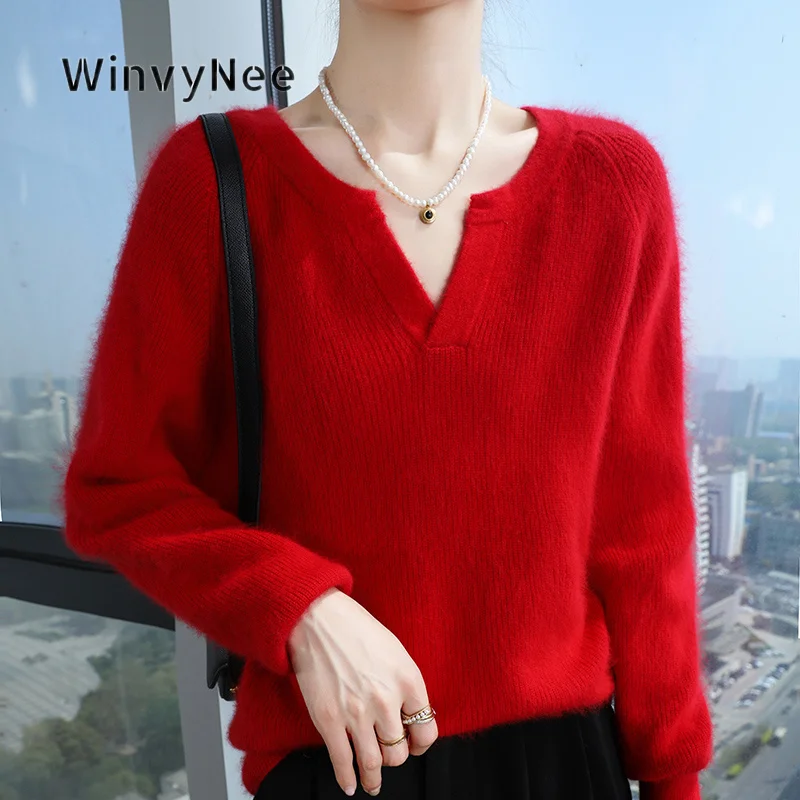 WinvyNee Women Pullover Mink Velvet Oversized Cut Brushed Fabric Gentle Texture Commuter Vibe Trendy Soft Knit Garment ZA1248027