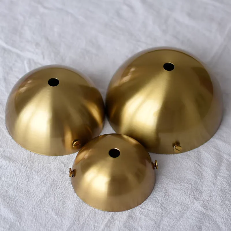 Light Luxury Brass-Plated Semi-Round Base Chandelier, Round Fixed Ceiling Mount Fixture Repair Parts