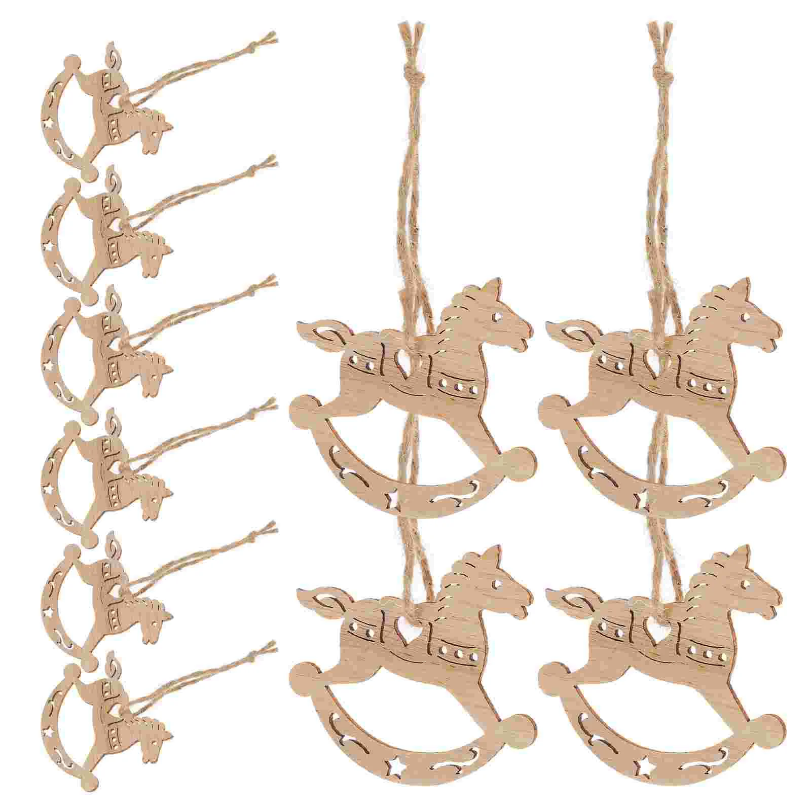 20 Pcs Rustic Christmas Ornaments Xmas Hanging Pendant Horse Party Decoration Tree Wooden