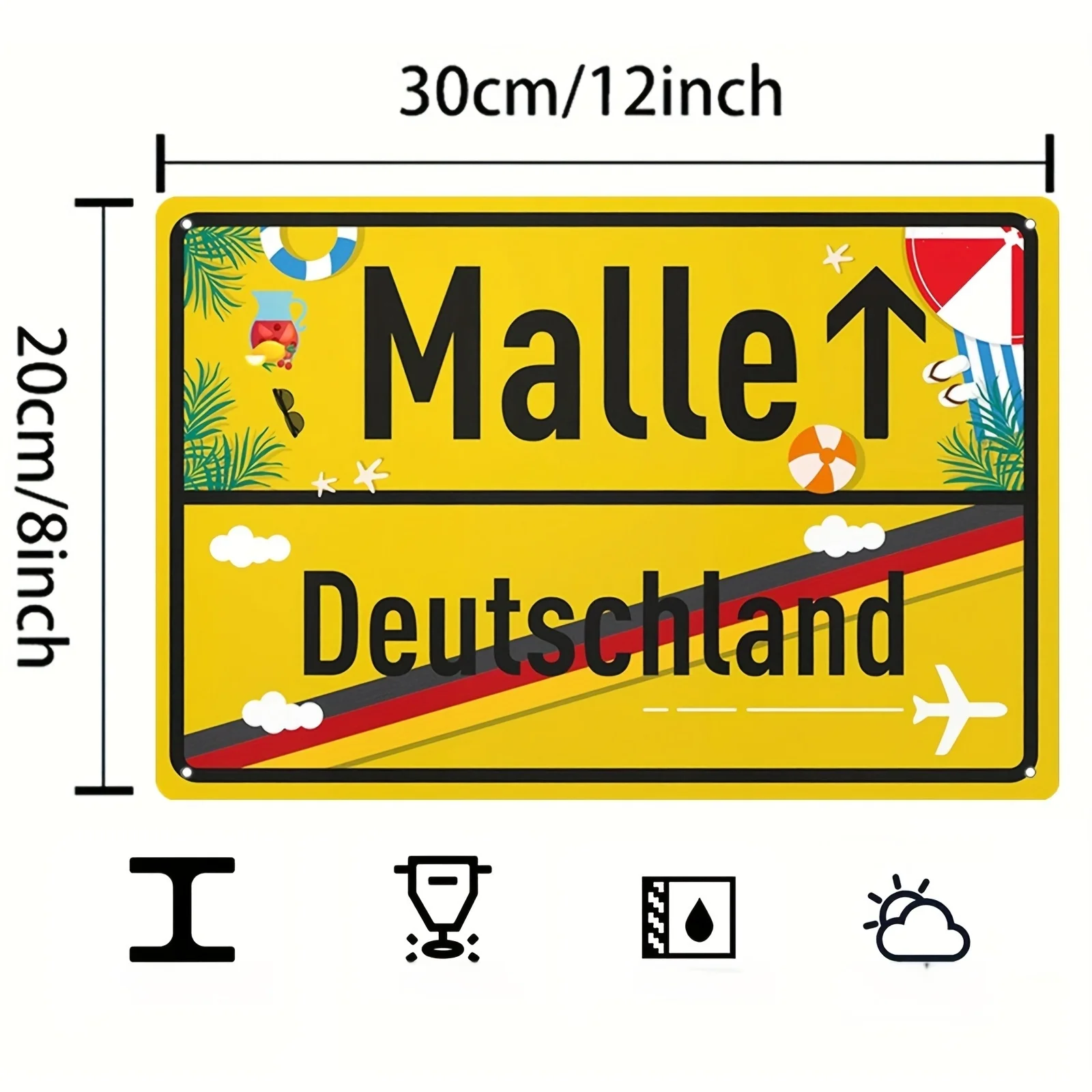 Malle Mallorca 7.87X11.81inch Metal Sign - Ideal for Birthday Celebrations with an Alcohol Theme & Gifts, Humorous Decorations