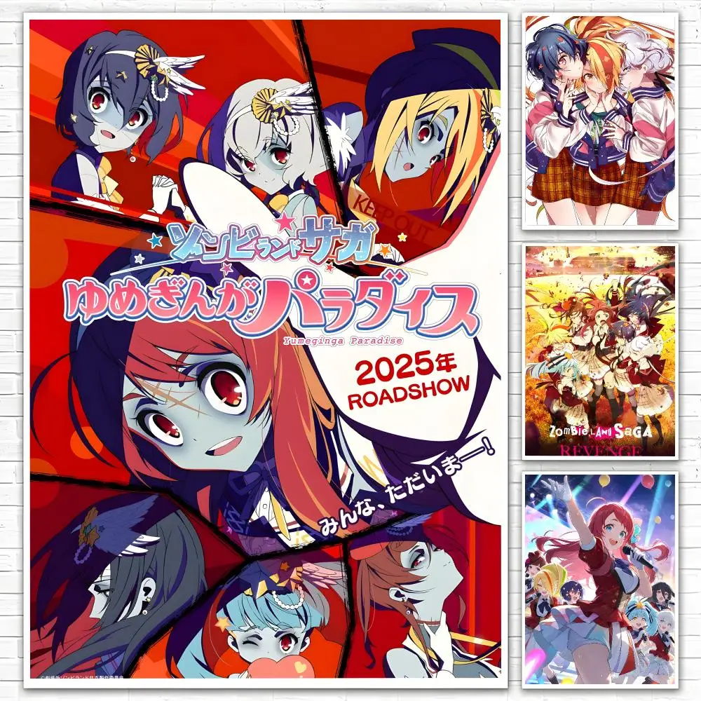Anime Zombie Land Saga Poster Poster All-match HD Waterproof Self-Adhesive Wall Art Sticker For Home Bedroom