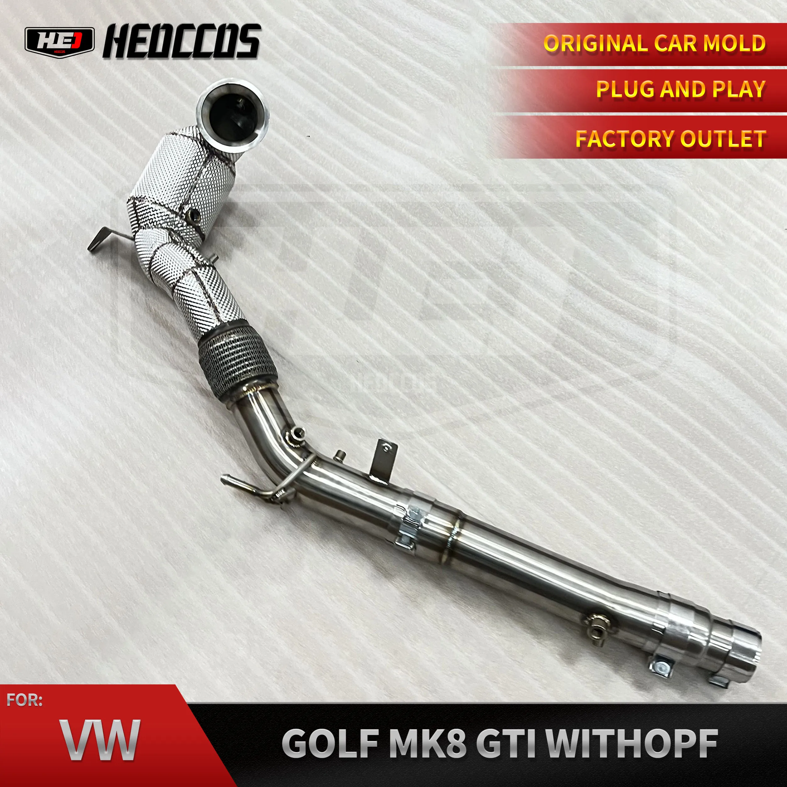 

HEO downpipe for volkswagen Golf R MK8 High Flow stainless steel catless exhaust pipe
