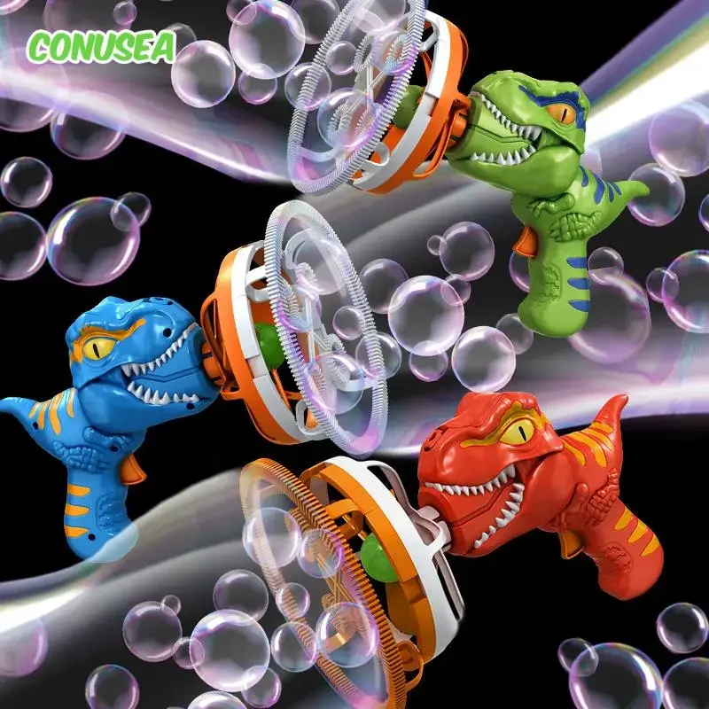 2 In 1 Bubble Machine Dinosaur Electric Soap Bubbles In Bubble Maker Guns Toy Childrens Outdoor Games for Kids Boys Girls Kids