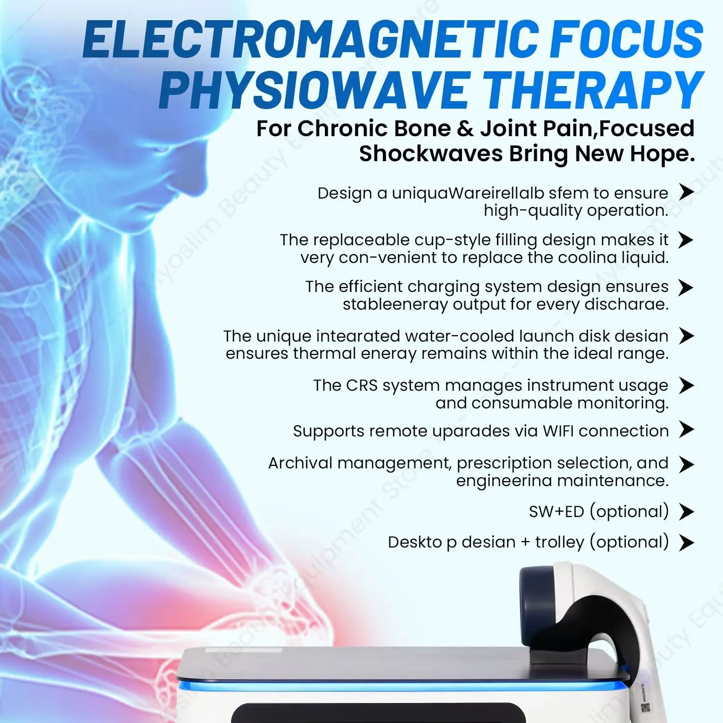 Focus Shockwave Therapy Machine Electromagnetic Physiotherapy Auto Water Circulation Pain Relief Rehabilitation Clinic Home