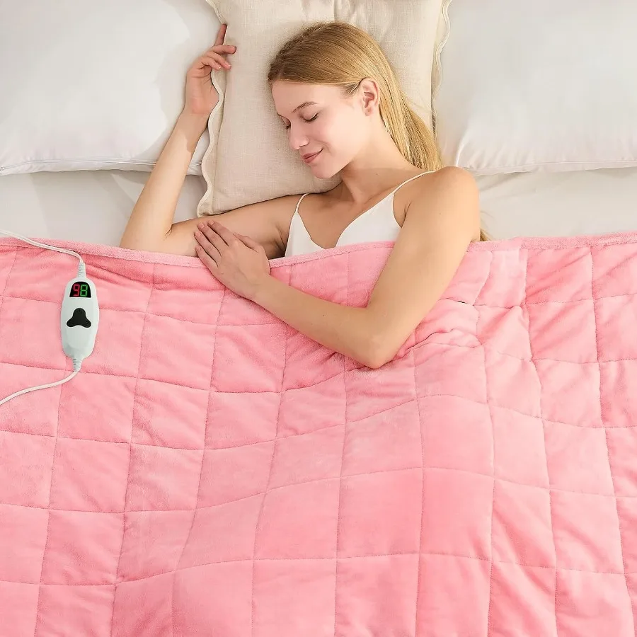 

Heated Weighted Blanket for Adults Weighted Heated Blanket 48" x 72" 15lbs Sherpa Fleece Weighted Electric Blanket Soft Heating