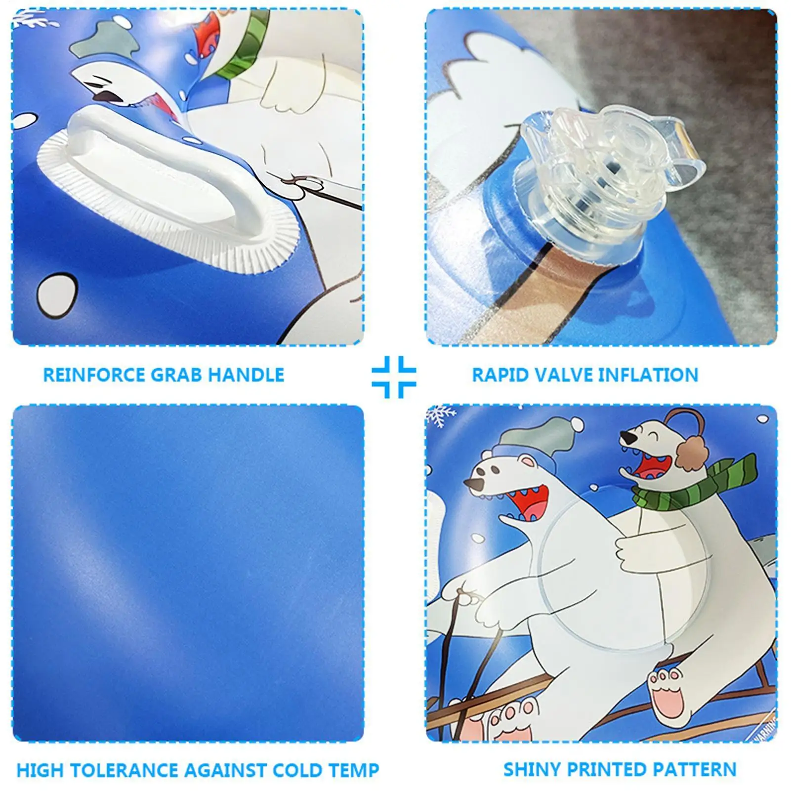 

Double Handles Heavy Duty Snow Tube Reinforced Inflatable Sled for Sledding Secure Grip Winter Toys Winter Outdoor Snow Tube