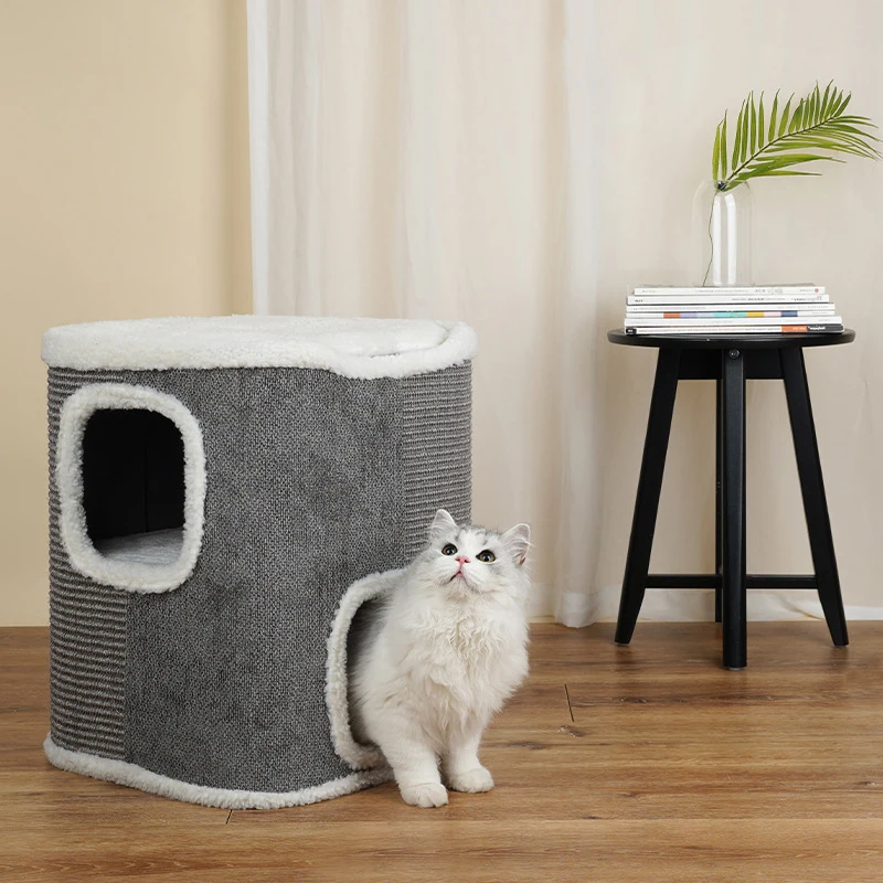 

New Design Sisal Cat Tree Play House Climbing Frame Scratcher Tower Cave Platform With Ball Toy Kittern Playground Cat Furniture