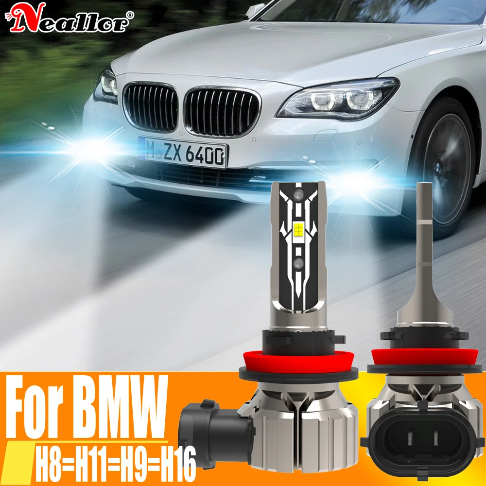 LED 안개등 헤드라이트 Canbus 자동차 전구, BMW F01 F02 F03 F04 용, 2x H11 H8, 6000K 백색 다이오드 주행 주행 램프, 12v 55w