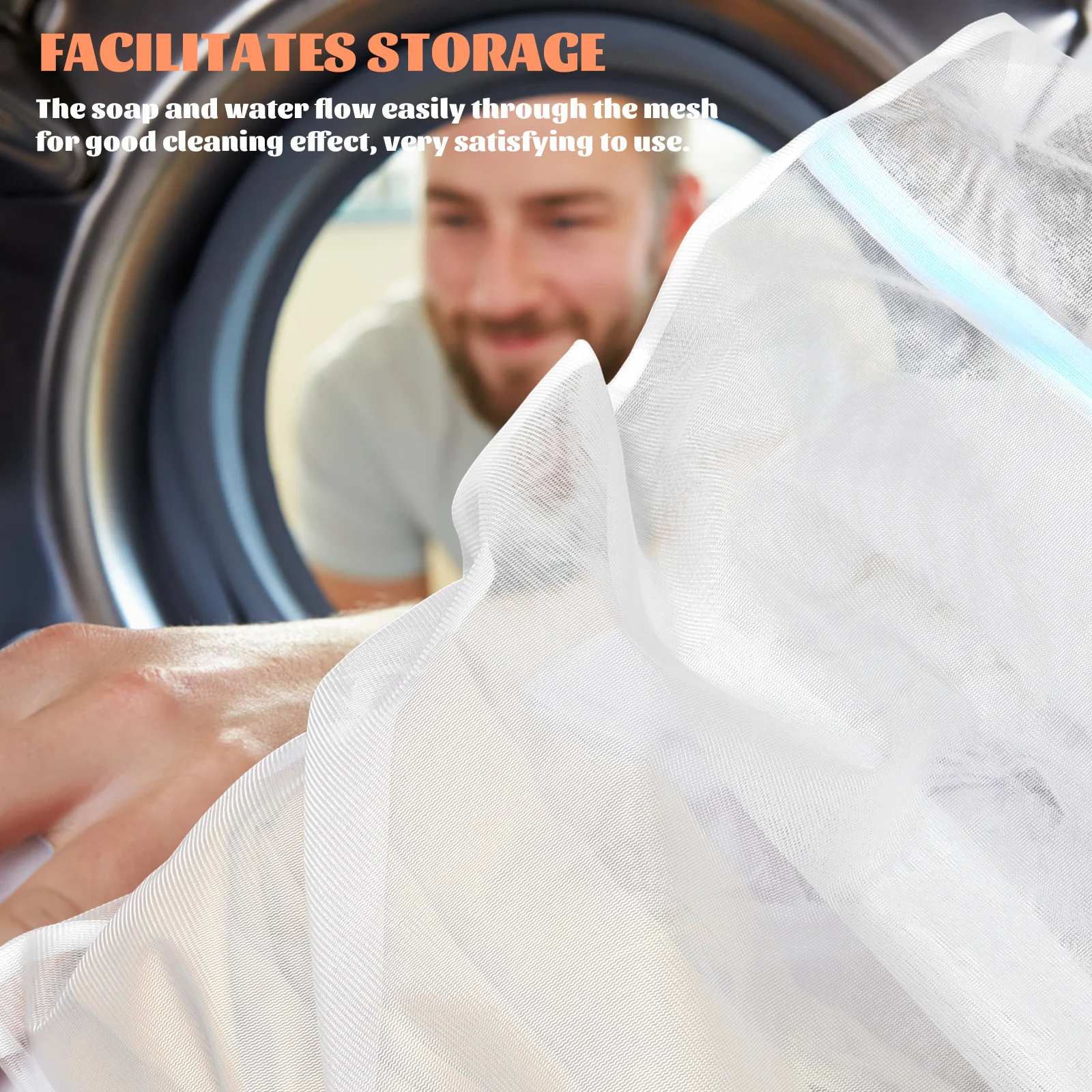 

2Pcs Fine Mesh Laundry Bag Large Washing Travel Storage Bags Clothes Hampers Polyester Reusable Zipper Shoe Underwear Sock