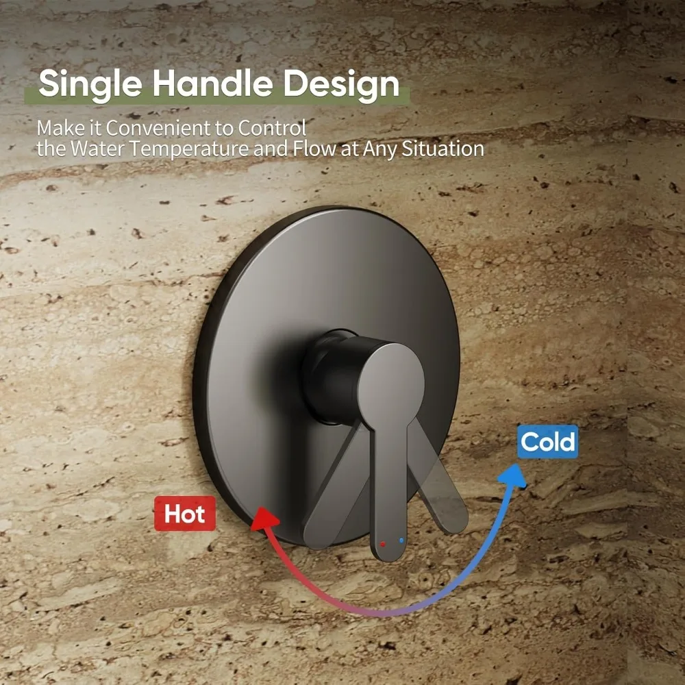 8インチのマットブラック浴槽シャワー蛇口セット、高圧シャワーヘッドとバルブ付き