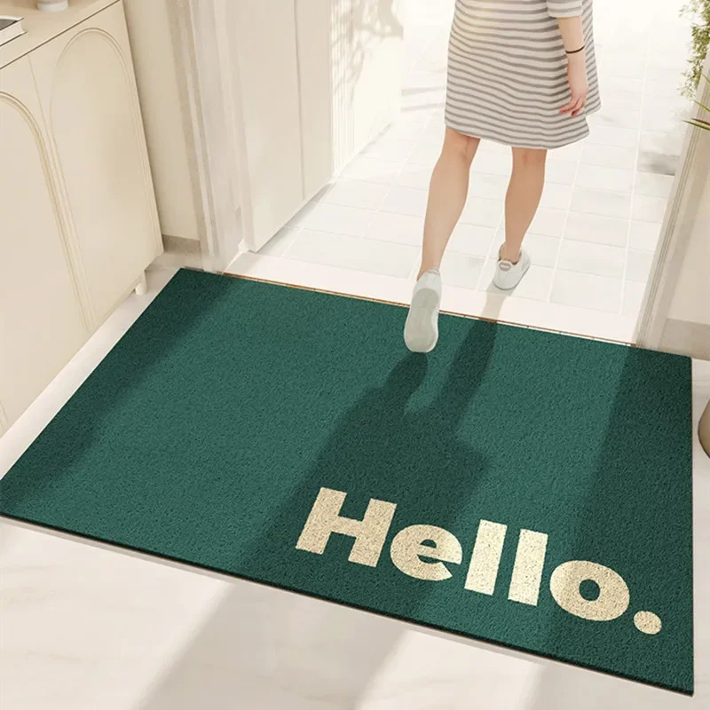 Simple Hello PVC Coil Doormat for Home Use Entrance Mat for Scrapping Dirt Anti-slip Floor Mat for Friction Resistance Door Mat