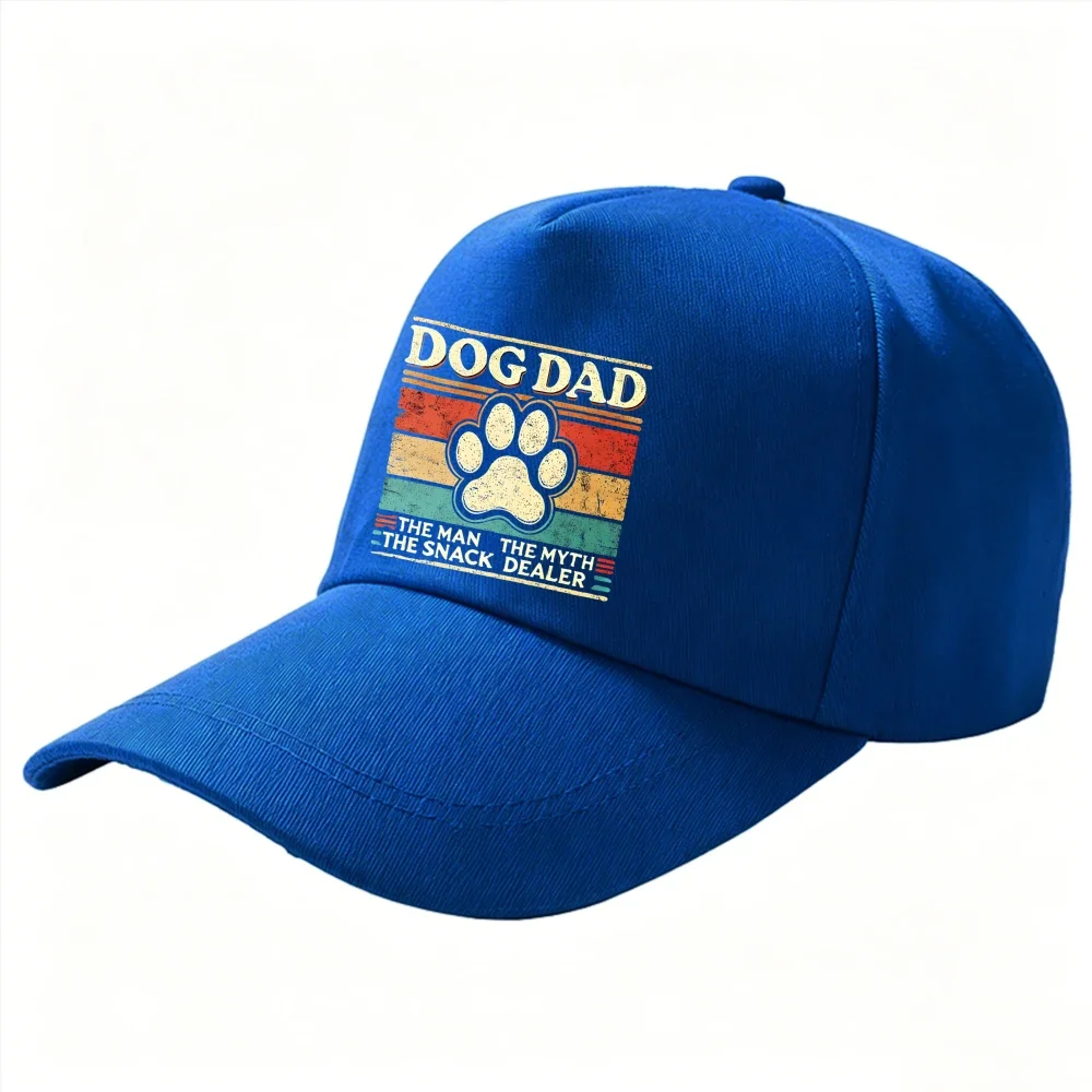 Adjustable Cotton Baseball Cap Vintage Striped Dog Dad Paw Print The Man The Myth Snack Dealer Letter Pet Owner Snapback Sun Cap
