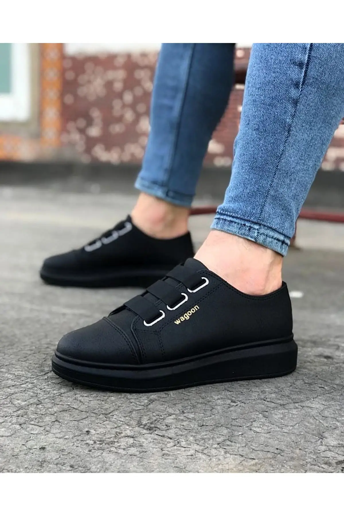 

Wagon Men's Sneakers Sport Shoes Coal Thick Sole Lace Up Closure Faux Leather Spring and Autumn Seasons Comfortable Slip On In 2022 Fashion Wedding Orthopedic Suit Unisex Light Odorless Breathable WG026