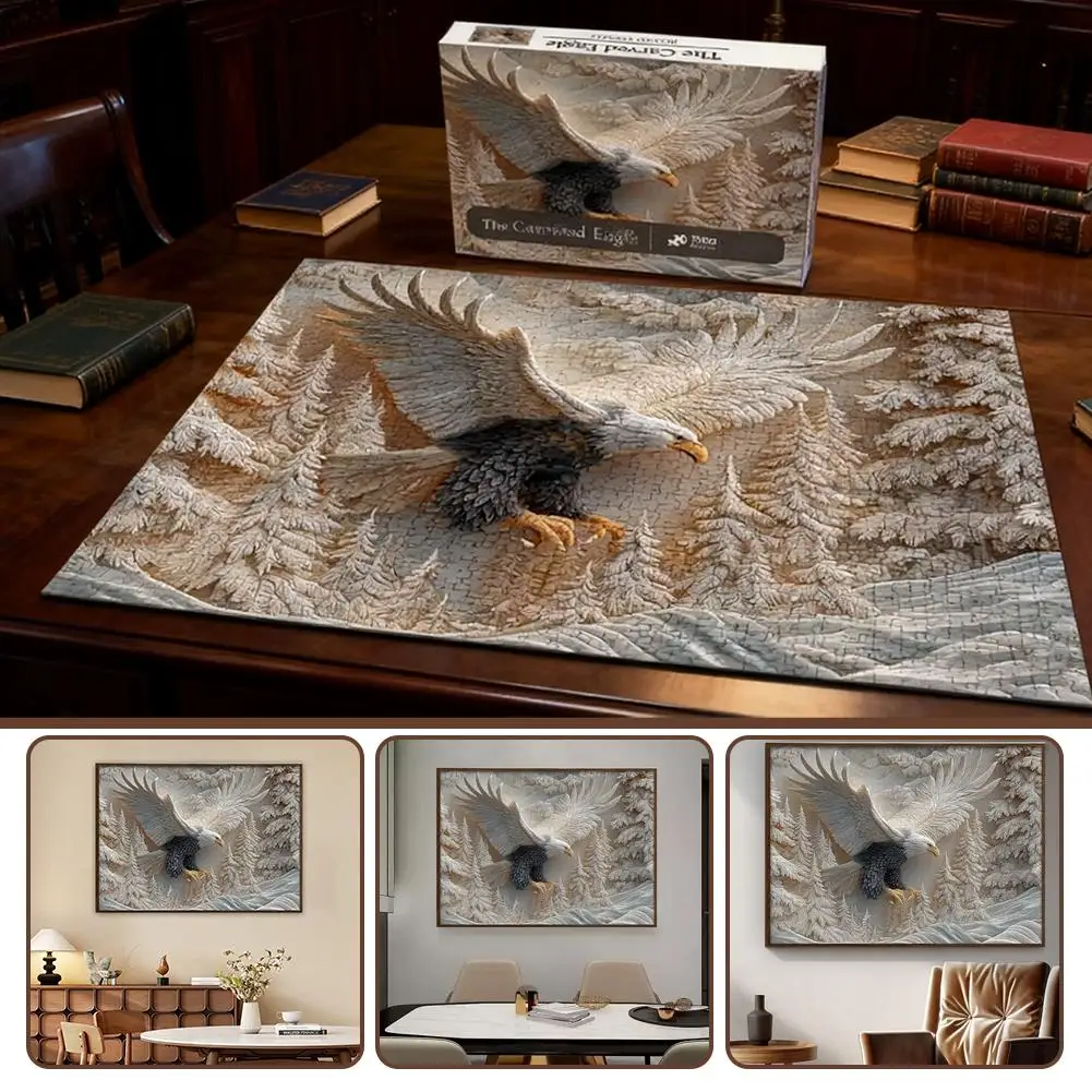 

1000 Pieces Majestic 3D Eagle Jigsaw Puzzle DIY Wall Art Decor Personalized Picture Puzzle For Living Room Bedroom Creative Gift