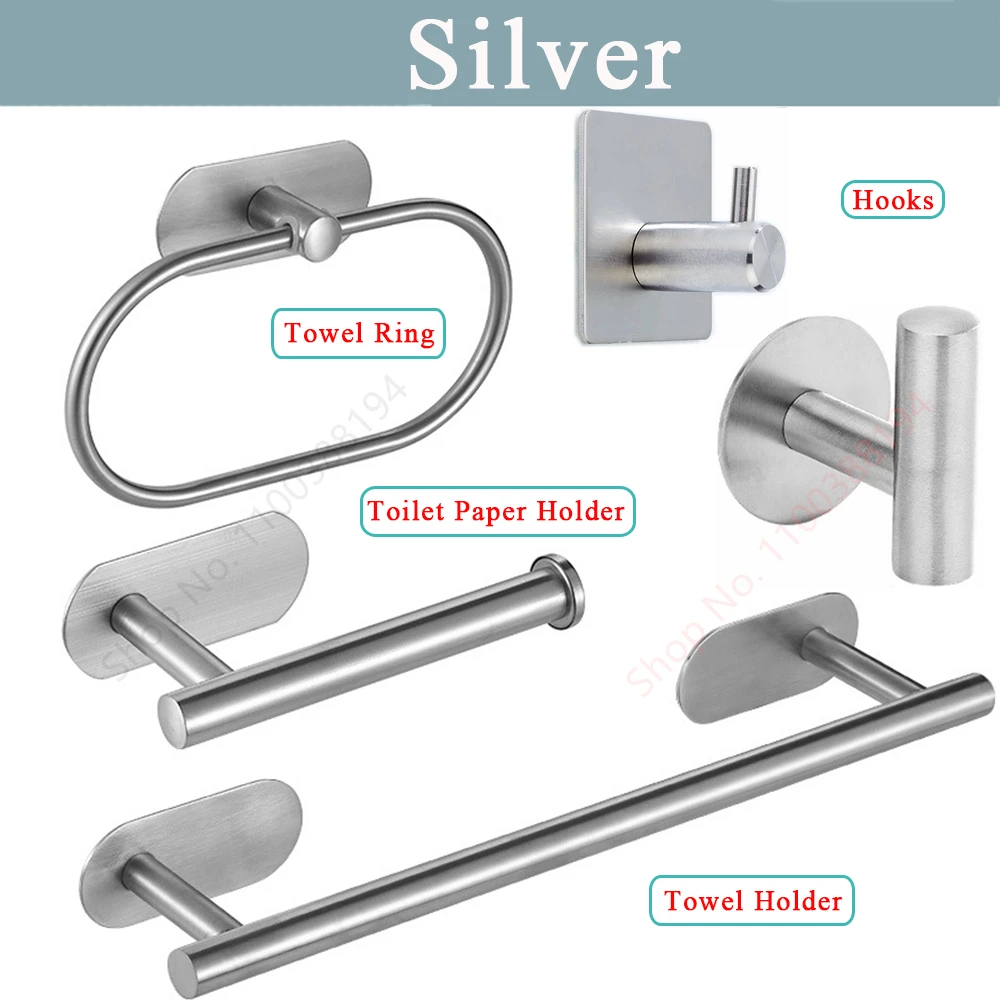 Self Adhesive Toilet Paper Holder Wall Mount No Punching Stainless Steel Tissue Towel Roll Dispenser Stand For Bathroom Kitchen