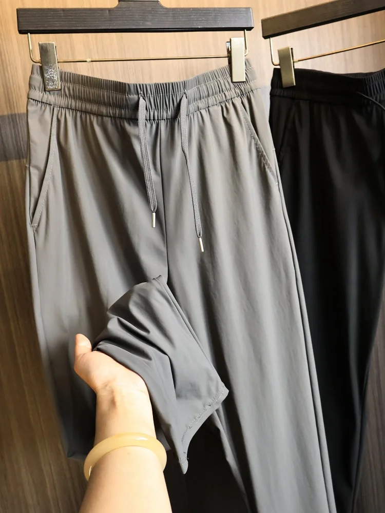 

Quick Dry Ice Silk Straight Leg Casual Pants High Elasticity Outdoor Sports Men's Fashionable Breathable Summer Trousers