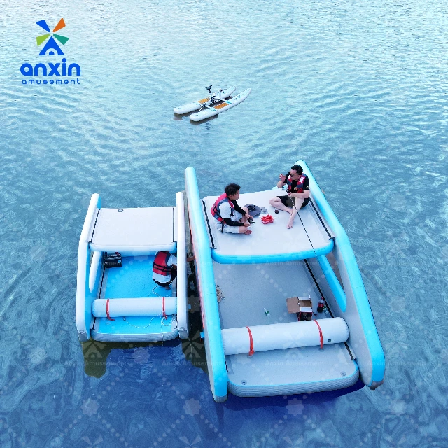 High Quality 8 People Inflatable Water Leisure Platform  Yacht Boat Durable PVC Portable Perfect for Fishing Water Sports