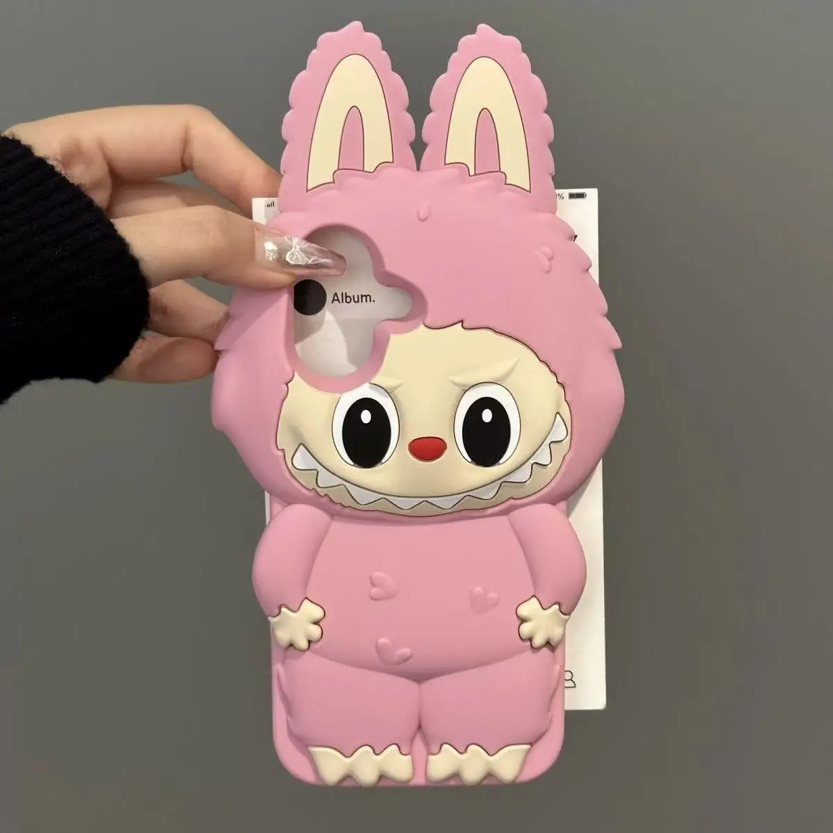 آيفون 16 15 14 13 12 برو ماكس Kawaii ثلاثية الأبعاد الكرتون لطيف وحوش لينة غطاء سيليكون مع حامل القضية