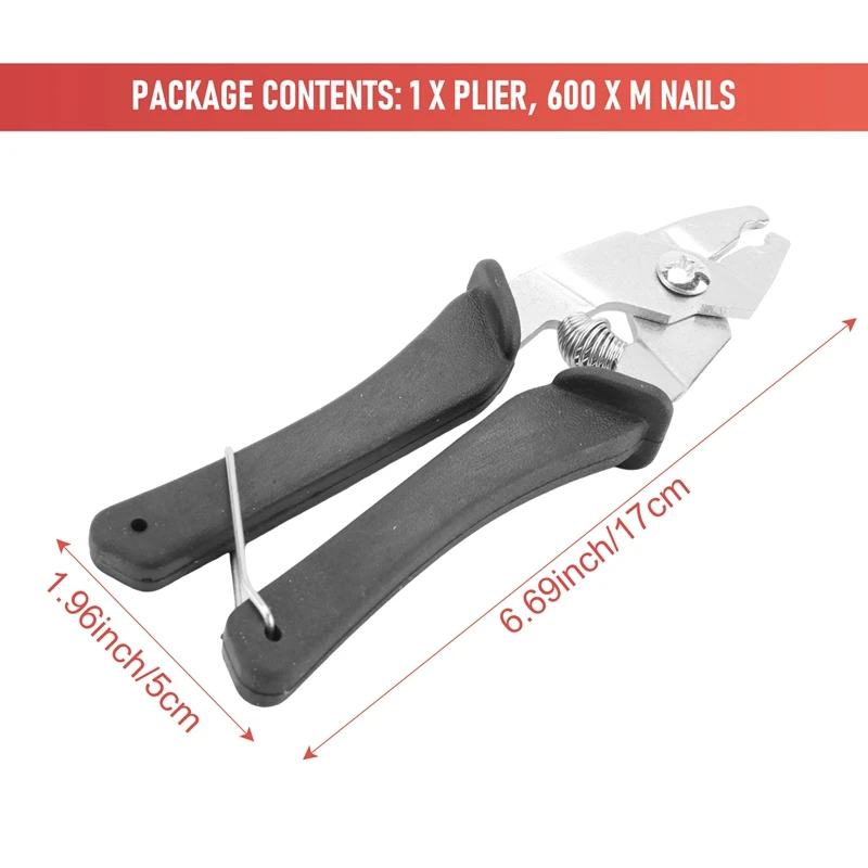 1Pcs Hog Ring Plier Tool And 600Pcs M Clips Chicken Mesh Cage Wire Fencing Crimping Solder Joint Welding Repair Tools-N37R