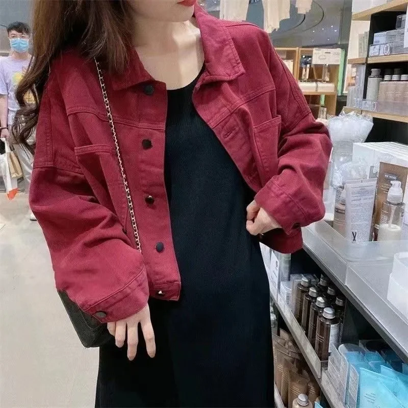 2023 New Fashion Women Purple Casual Denim Jacket Ladies Spring and Autumn New Jackets Popular Ladies Short Top Solid Color Coat