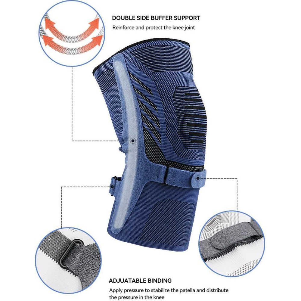 1PC Knee Compression Sleeve for Knee Pain. Knee Support Brace with Side Stabilizers & Patella Tendon Strap for Working ,Kneepad