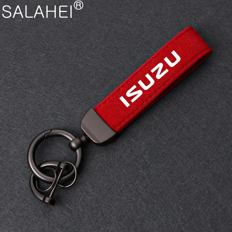 Metal Leather Car Anti-lost Keychain Key Rings Chain Hanging For Isuzu D-MAX D MAX Dmax I ASCENDER 4X4 Auto Keyring Accessories