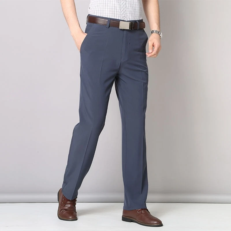 

Ice Silk Baggy Business Man Suits Pants Vintage Cheap Formal Designer Clothes Anti-wrinkle High Quality Suit Trousers for Men