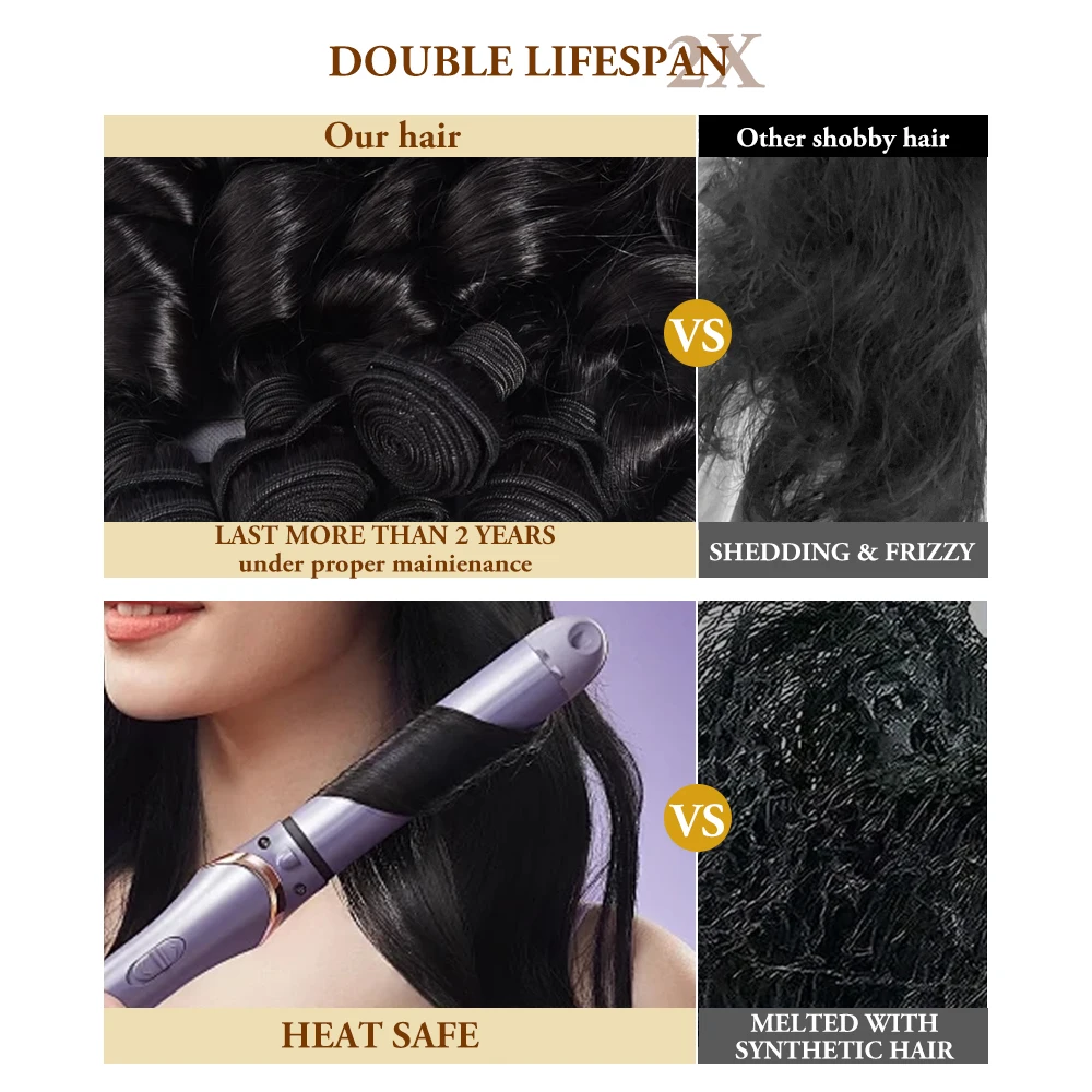 30 Inch Loose Wave Bundles 100% Human Hair Natural Black 14-32 Remy Hair Extensions Raw Hair Bundles For Women 10A Thick Bundles image 3
