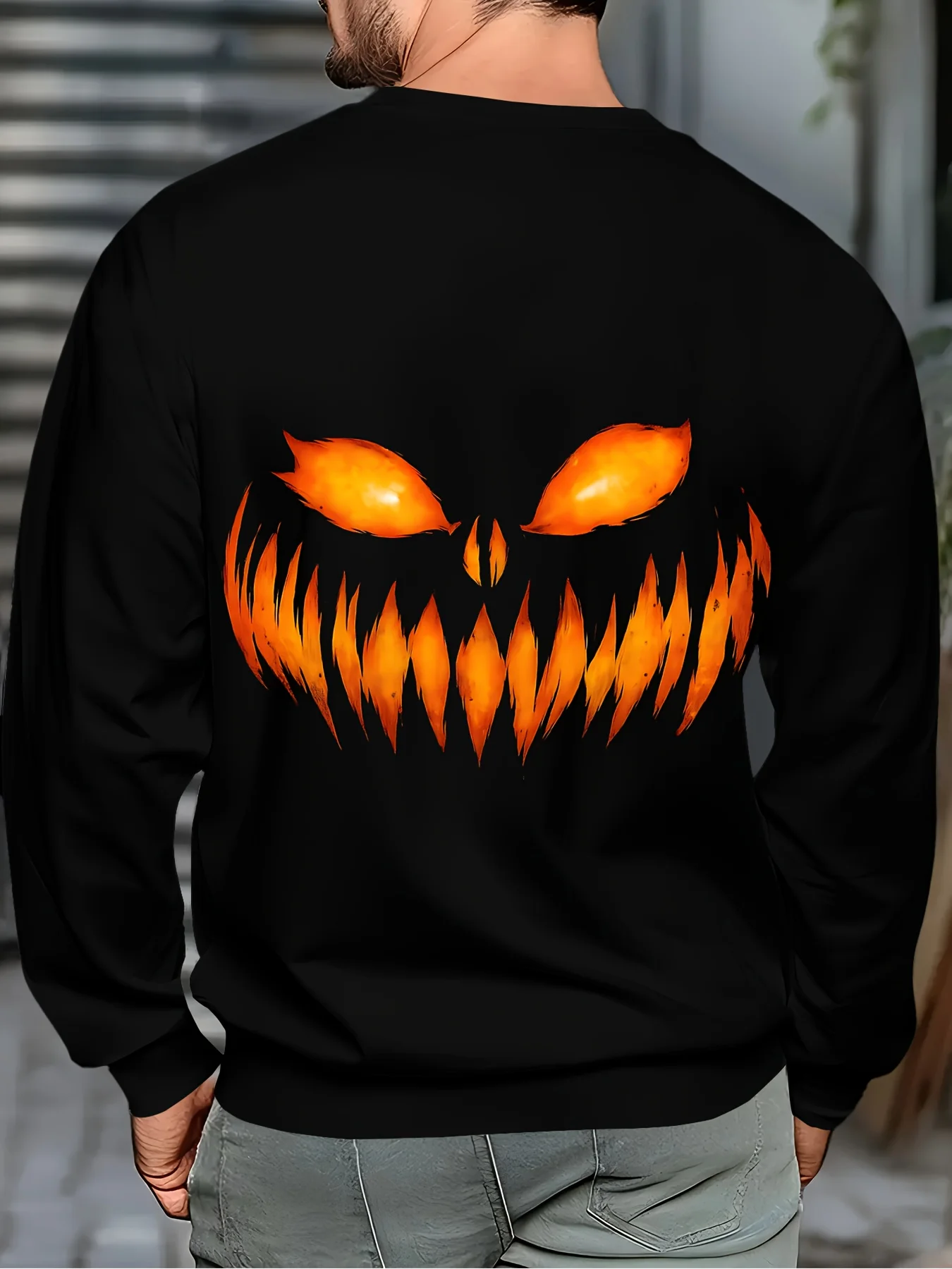 Men's Sweater, Men's Crew Neck Sweater, Fashion Men's Casual Crew Neck Pullover, 3D Printed Halloween Patterns, Halloween Gifts, Sweatshirts, Basic Top for Sports and Daily Wear, Machine Washable, Comfortable in All Seasons.