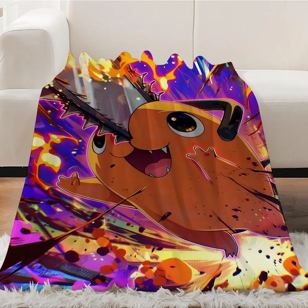 C-chainsaw Man Pochita Throw Blanket Aesthetic Portable Home Travel Camping Sofa Picnic Thick Warm Flannel Blanket