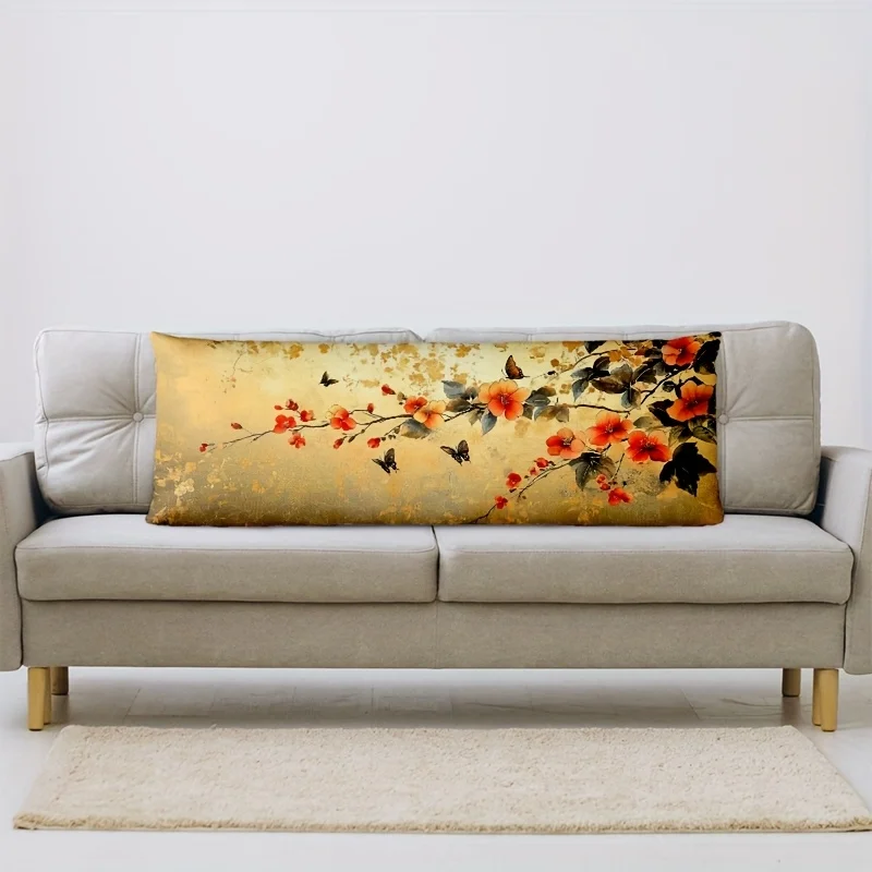 1pc Short Plush Spring Easter Pillowcase, Violet Ader5171 Hand-Painted Butterfly Seasonal Decorative Pillow Cover with Zipper, P