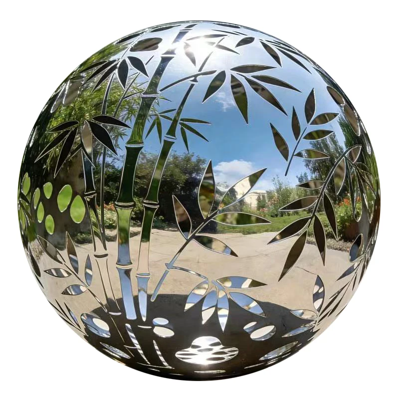 za-Durable Rust-Resistant Laser-Cut Floral Stainless Steel Hollow Globe Sphere for Plaza Ornament Decor%