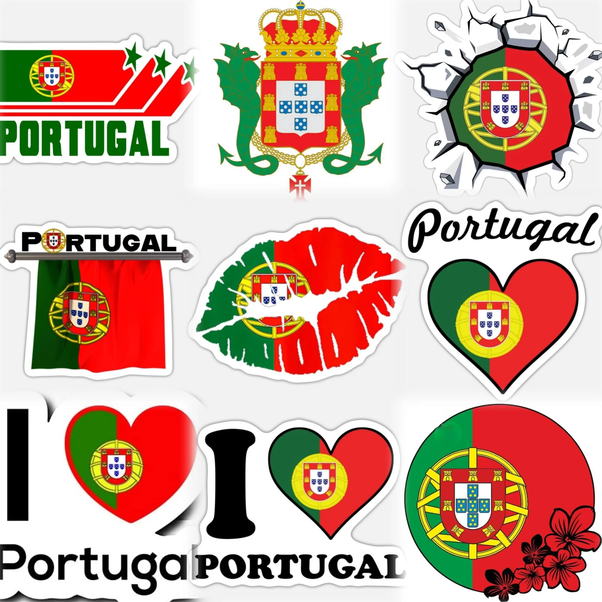 

Portugal Flag Map National Emblem Creative PVC Sticker for Decorate Car Bicycle Helmet Window Fridge Room Wall Decal Accessories
