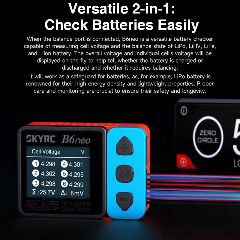 SKYRC B6neo Smart Charger LiPo Balance Charger Scaricatore DC200W PD80W Per RC Auto Barche Aerei Droni Utenti