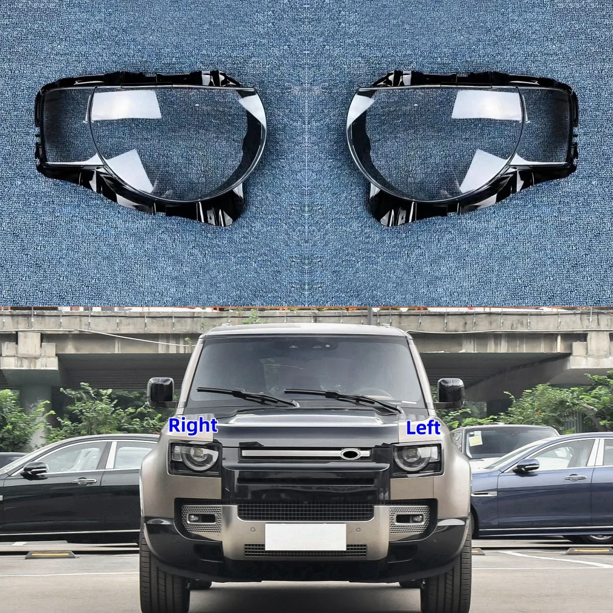 For Land Rover Defender 2020 2021 2022 Accesorios Para El Coche Replace A Transparent PC Car Lights Shell Headlights Lens Cover