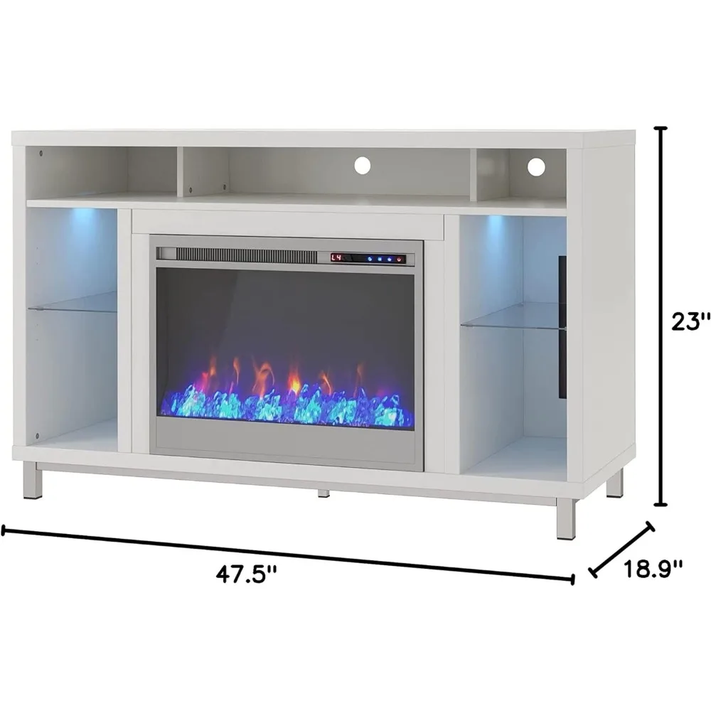 Soporte de TV para chimenea, con luces LED, brillo de llama ajustable, con Control remoto, ahorro de energía