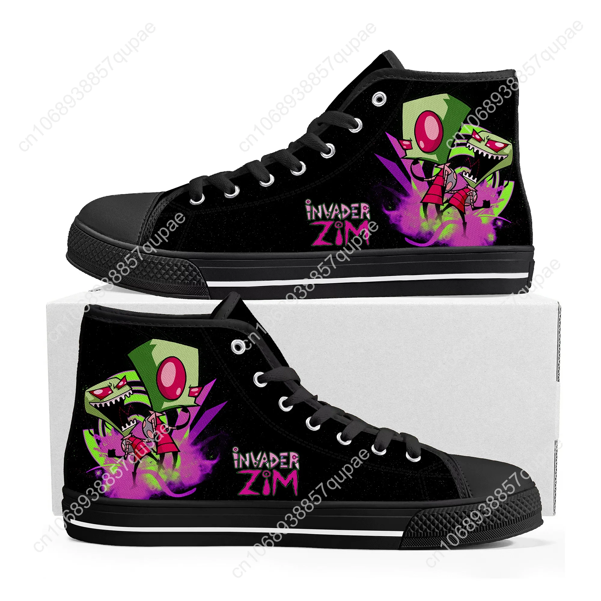 Zim Invader Anime High Top High Quality Sneaker Men Women Teenager Canvas Sneaker Casual Custom Made Shoe Customize DIY Shoe