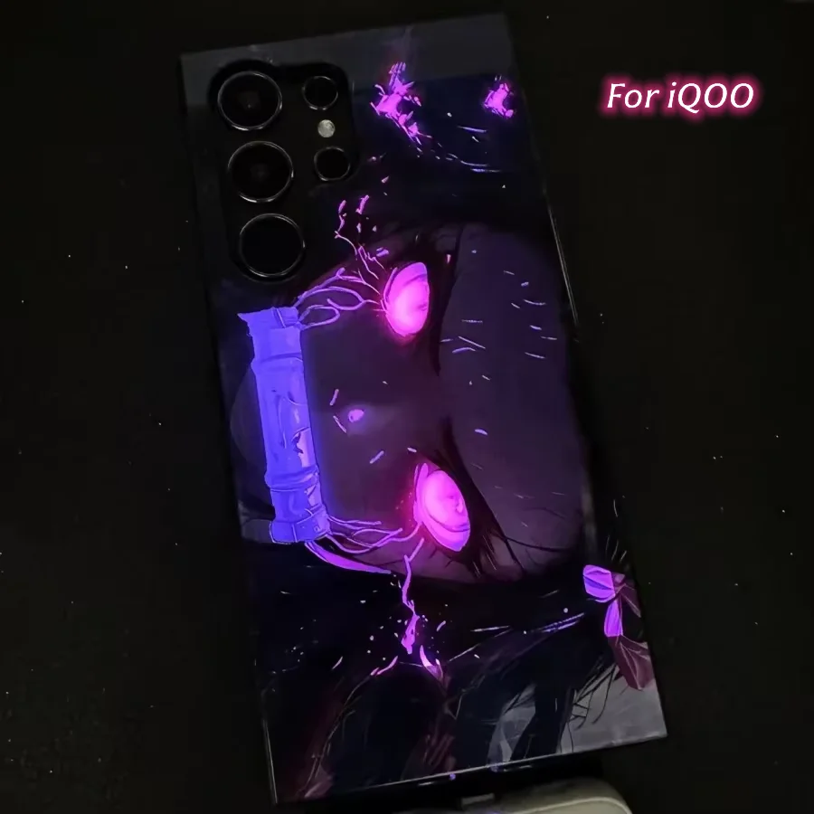 Cute Cartoon Anime Girl LED Glass Phone Case For IQOO 15 13 12 11 Neo 10 Z11 Z10 Z9 Z9x Z8 Turbo Light Flash Phone Back Cover
