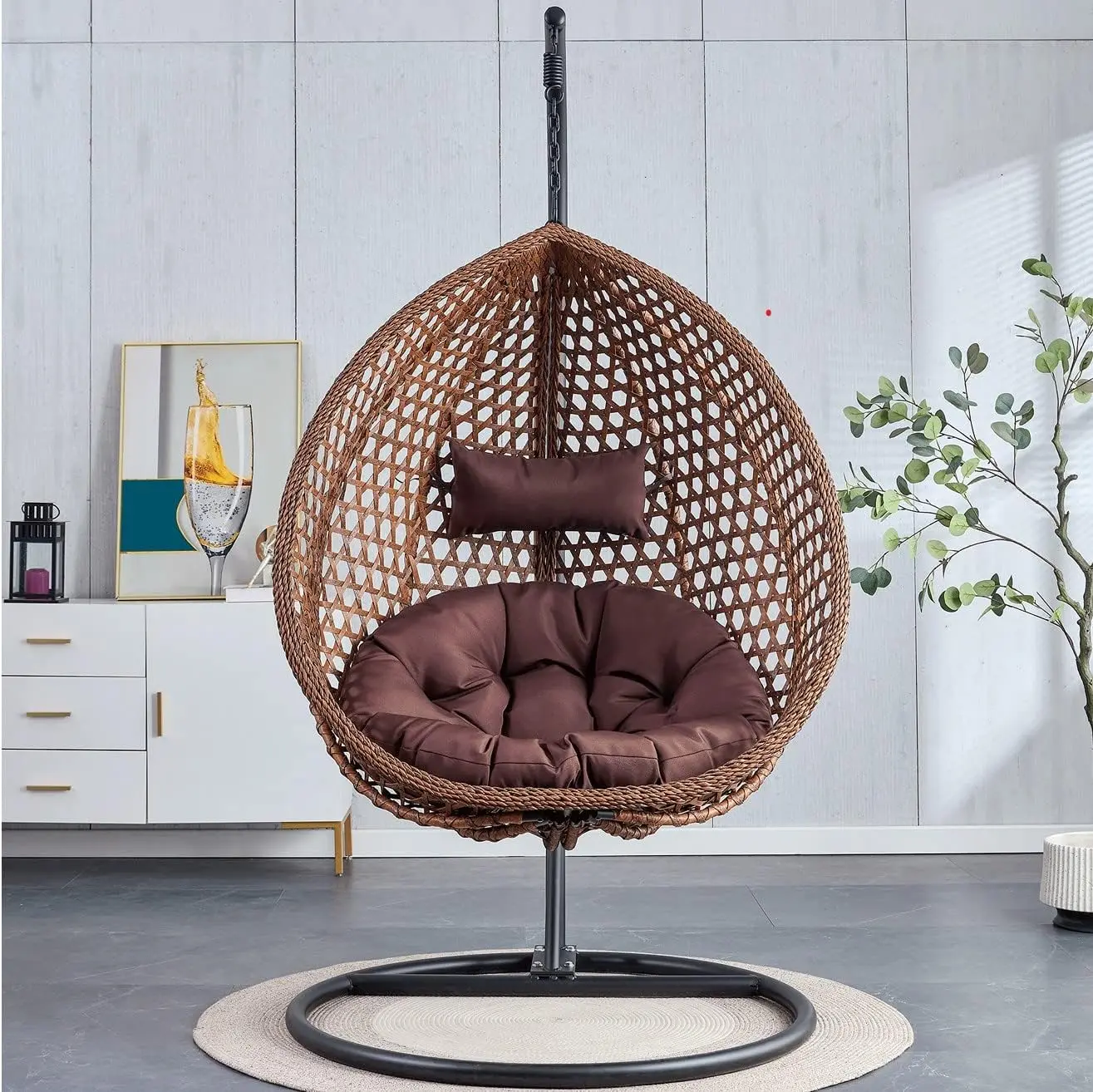 

Factory Hot Sale Modern Design PE Rattan Single Egg Chair Swing Rocking Chair for Terrace Courtyard Garden Leisure