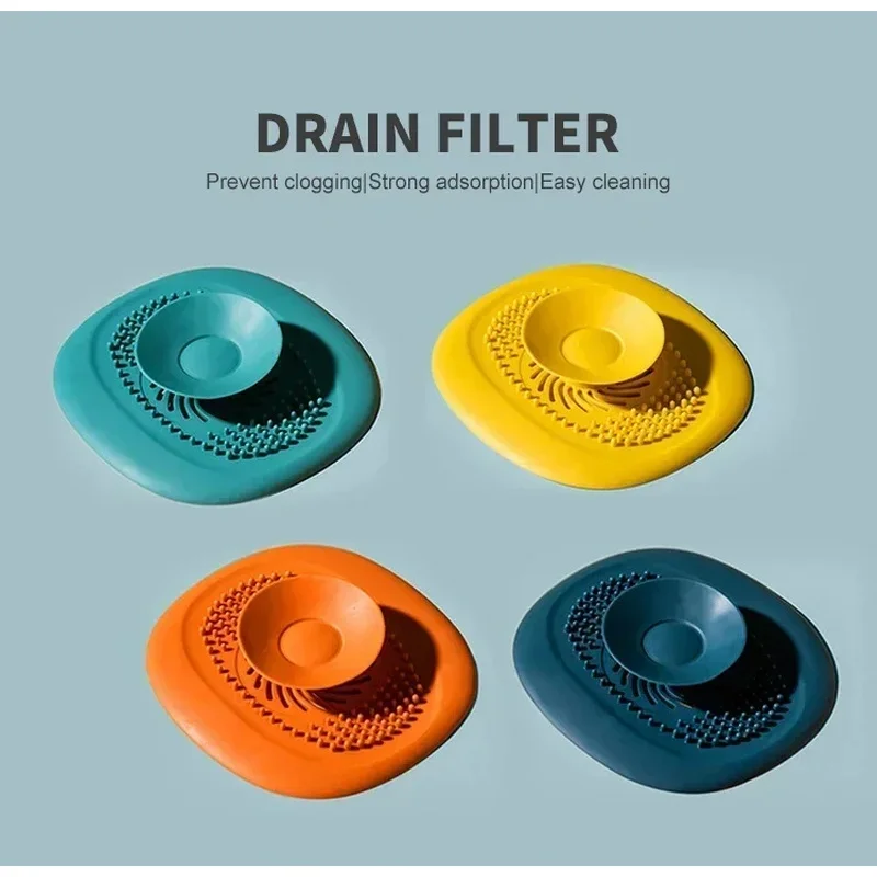 Sink Plug Bathroom Hair Catcher Stopper Silicone Shower Floor Drain Cover Filter Deodorant Anti-clogging Kitchen Drain Strainer