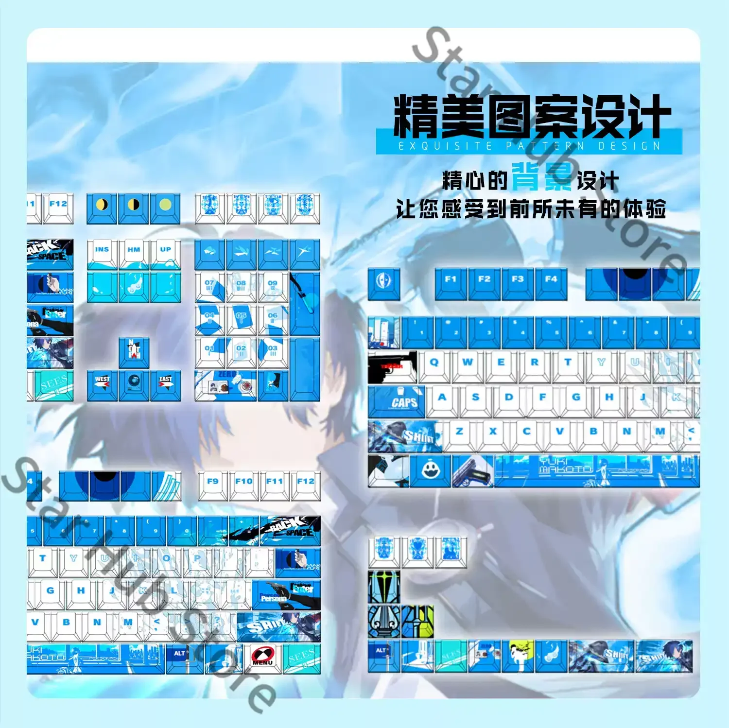 Arknights Makoto Yuki Cosplay Anime PBT Keyboard Cap Kforce Desktop Ornament Keycap Front Light Transmission Game Gifts Cartoon view 2