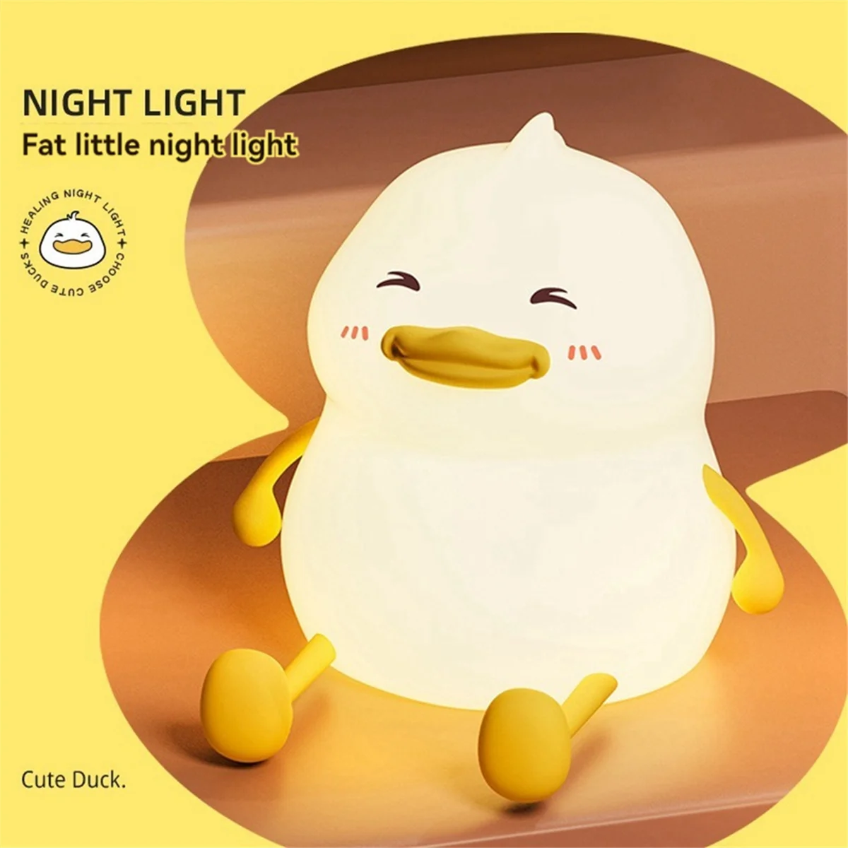 Veilleuse avec support de téléphone portable, chargement USB, lampe de chevet pour chambre à coucher, gros canard endormi