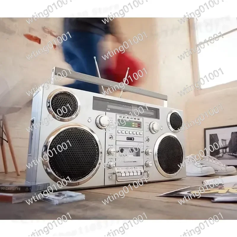 for GPO Brooklyn Retro Boombox Portable Stereo with Bluetooth Speaker FM Radio Cassette and CD Player Vintage Style Audio